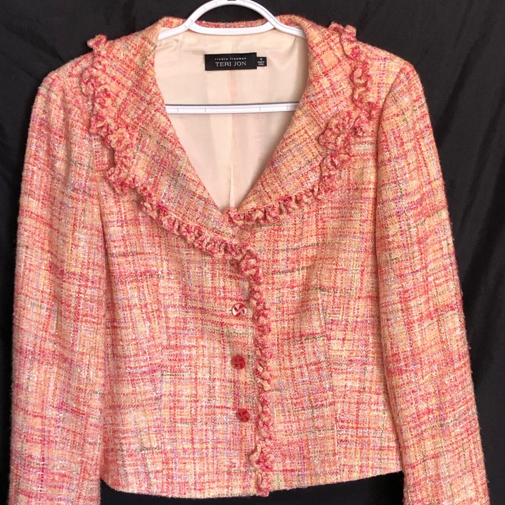 Teri Jon women’s blazer. Multi spring/summer bright colors. Size 12